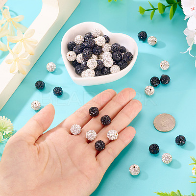 100Pcs 2 Colors Pave Disco Ball Beads RB-TA0001-28-1