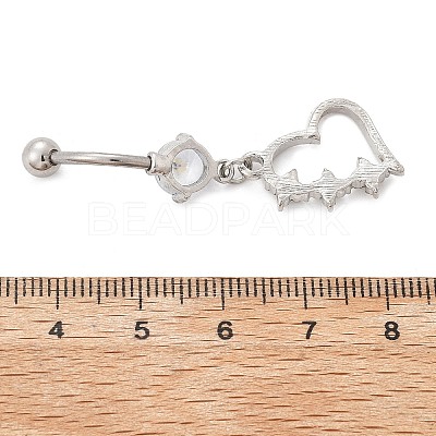 Alloy Crystal Rhinestone Dangle Curved Barbell Belly Rings AJEW-R007-04P-04-1