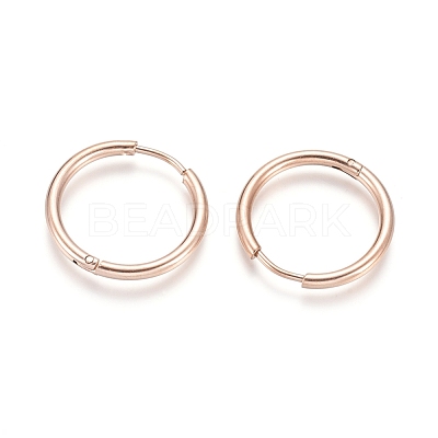 Ion Plating(IP) 304 Stainless Steel Huggie Hoop Earrings EJEW-F111A-20mm-RG-1