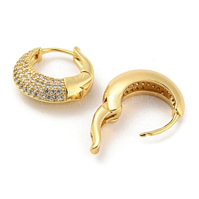Brass Micro Pave Cubic Zirconia Hoop Earrings EJEW-C066-06G-1