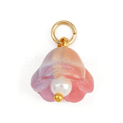 12Pcs 12 Colors Transparent Glass Charm PALLOY-JF04459-1