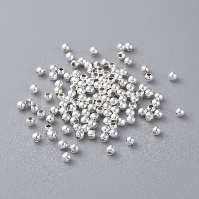 Silver Color Plated Round Iron Spacer Beads X-E004-S-1
