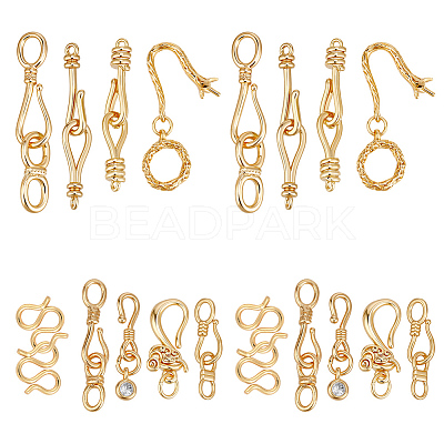 18Pcs 9 Styles Brass Hook and S-Hook Clasps KK-PH0013-63-1