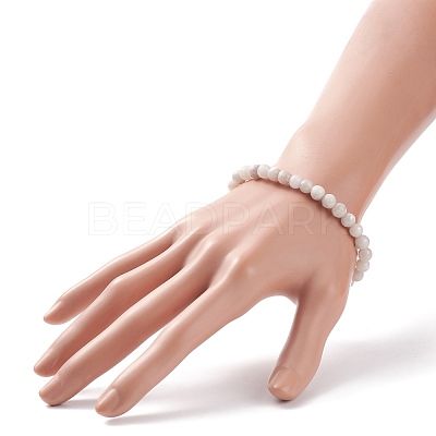 Natural Crazy Agate Round Beaded Stretch Bracelet BJEW-JB08643-1