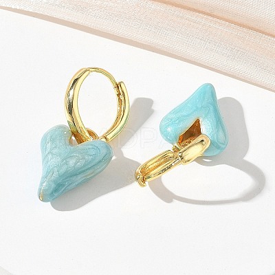 Brass Enamel Dangle Hoop Earrings for Women KK-CBA760A-06G-03-1