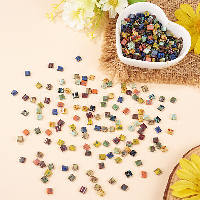 45G 9 Colors 2-Hole Baking Paint Glass Seed Beads SEED-TA0001-71-1
