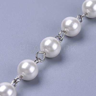 Handmade Dyed Glass Pearl Beaded Chains AJEW-JB00487-01-1