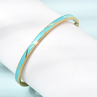 304 Stainless Steel Enamel Hinged Cuff Bangles for Women SA-CBAC920-15G-01E-1