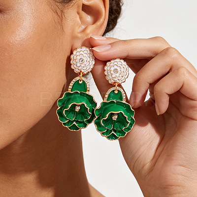 Alloy Enamel Stud Dangle Earrings WG6042F-03-1