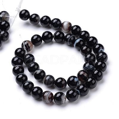Natural Black Agate Bead Strands G-R412-19-10mm-1