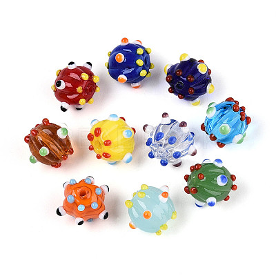 Handmade Pumpkin Spot Lampwork Beads LAMP-P064-02C-1
