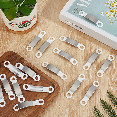 24Pcs Silicone & 201 Stainless Steel Curved Rectangle Connector Charms STAS-BC0004-12A-1