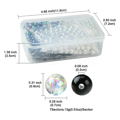 350Pcs 7 Colors Transparent & Opaque Acrylic Beads MACR-FS0001-82-1