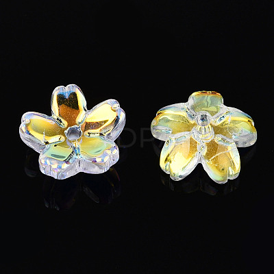 Transparent Electroplate Glass Bead Caps EGLA-N015-01B-1