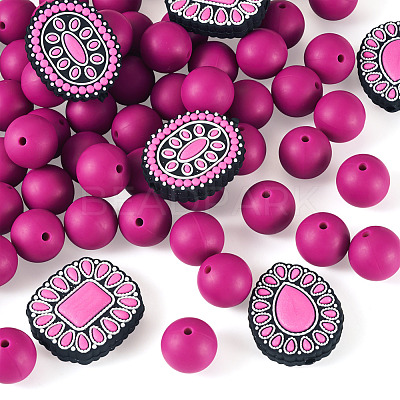 56Pcs 4 Styles Silicone Beads FIND-TA0010-75D-1