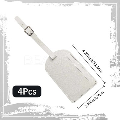 CutHollow 4Pcs PU Leather Luggage Tag OFST-CL0001-01B-04-1