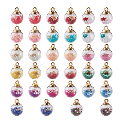 Transparent Glass Globe Pendants GLAA-KS0001-02-1