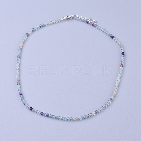 Natural Fluorite Beaded Necklaces NJEW-K114-A-A16-1