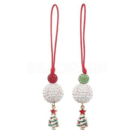 Christmas Tree Alloy Enamel with Rhinestone Pendant Decorations HJEW-JM02097-1