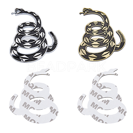 SUPERFINDINGS 2 Sets 2 Colors Snake Shape Zinc Alloy Car Stickers STIC-FH0001-12-1