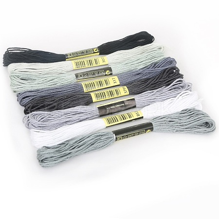 8 Skeins 8 Colors Gradient Color 6-Ply Cotton Embroidery Floss PW-WG66837-06-1