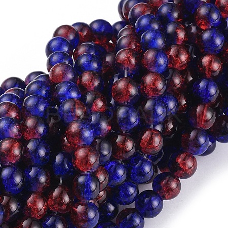 Spray Painted Crackle Glass Beads Strands X-CCG-Q002-8mm-12-1