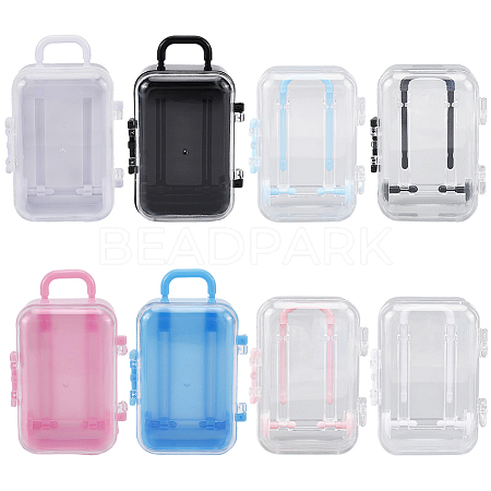 8Pcs 8 Colors Trolley Bag Shaped Plastic Candy Storage Boxes AJEW-SP0002-62-1