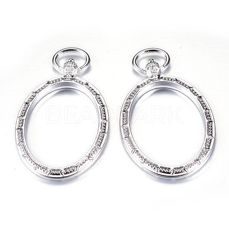 Rack Plating Alloy Open Back Bezel Big Pendants PALLOY-T005-08P-FF-1