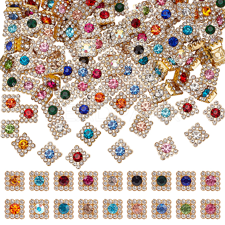 WADORN 180Pcs 18 Colors Square Glass Rhinestone Ornament Accessories DIY-WR0002-74-1