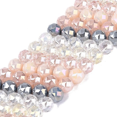 Electroplate Imitation Jade & Opaque & Transparent Glass Beads Strands EGLA-Q135-8MM-A16-1