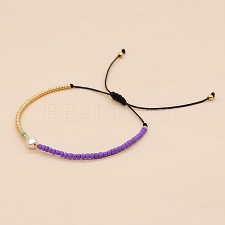 Adjustable Glass Seed Beads Braided Bead Bracelets for Women UG7337-7-1
