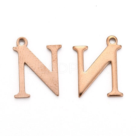 Ion Plating(IP) 304 Stainless Steel Alphabet Charms STAS-H122-N-RG-1