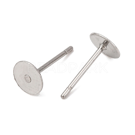 Tarnish Resistant 316 Surgical Stainless Steel Flat Round Blank Peg Stud Earring Settings X-STAS-R073-06-1