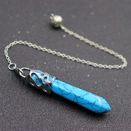 Synthetic Blue Turquoise Dowsing Pendulums PW-WG19123-10-1