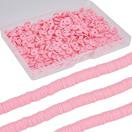 3 Strands Flat Round Handmade Polymer Clay Beads CLAY-SC0001-69C-1