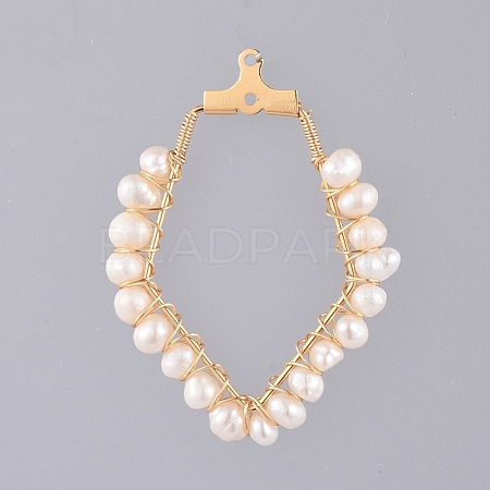 Natural Cultured Freshwater Pearl Pendants PALLOY-JF00414-03-1
