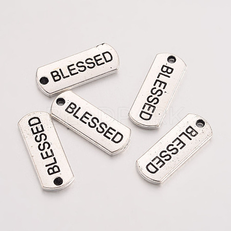 Tibetan Style Alloy Rectangle with Word Blessed Pendants X-TIBEP-Q043-060-RS-1