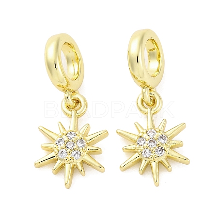 Brass Micro Pave Cubic Zirconia European Dangle Charms KK-D325-13G-1