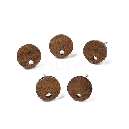 Walnut Wood Stud Earring Findings MAK-N032-043A-1