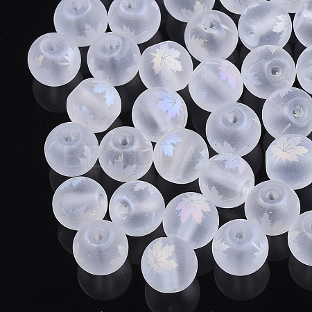 Autumn Theme Electroplate Transparent Glass Beads X-EGLA-S178-01I-1