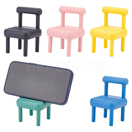  5 Sets 5 Colors Plastic Mini Chair Shape Cell Phone Stand AJEW-NB0004-06-1