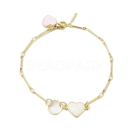 Peach Heart Alloy Enamel Link Bracelets BJEW-JB10412-1