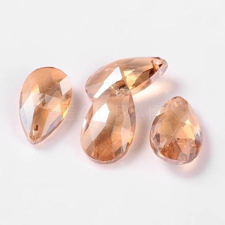 Faceted Teardrop Glass Pendants X-GLAA-O008-B11-1