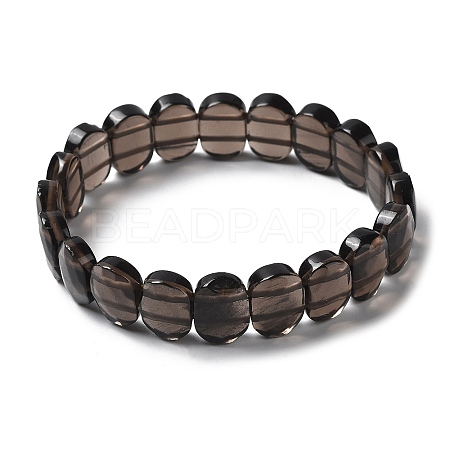 Natural Smoky Quartz Beaded Stretch Bracelet G-E010-01-07-1