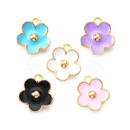 Light Gold Plated Alloy Enamel Pendants ENAM-R136-16-1