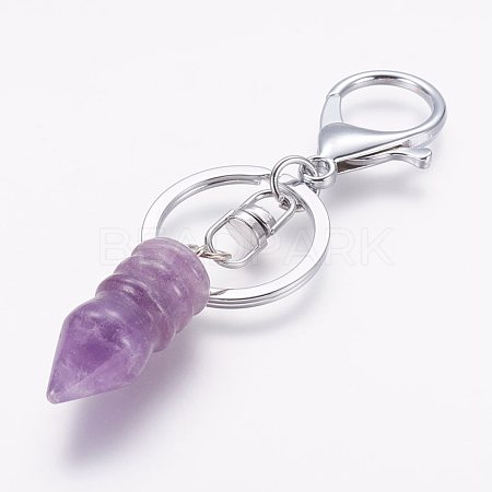Natural Amethyst Pointed Keychain KEYC-G040-E02-1