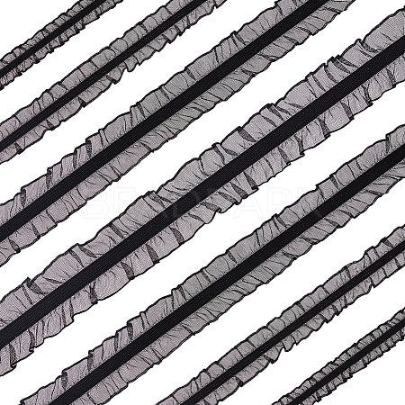 FINGERINSPIRE 20 Yards 4 Styles Pleated Chiffon Elastic Lace Trim OCOR-FG0001-76-1