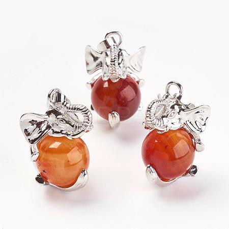 Natural Carnelian/Red Agate Pendants G-G713-D06-1