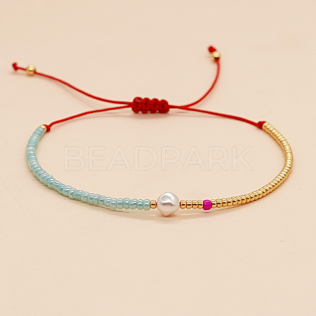 Adjustable Glass Seed Beads Braided Bead Bracelets for Women UG7337-4-1