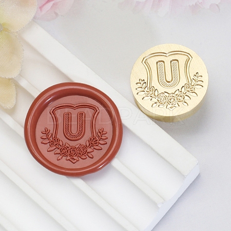 Golden Tone Round Wax Seal Brass Stamp Heads AJEW-Z034-02G-U-1